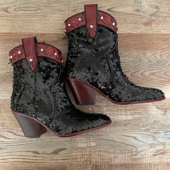 NWOT Coach Western Sequin Embellished Bootie - Picture 8 of 17